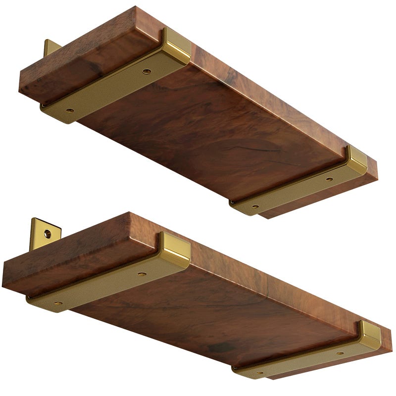 LEOPO 8 inch Shelf Bracket for DIY Floating Shelf, 1/5 inch Thick Heavy Duty Bracket, 4 Pack, Golden - Image 1